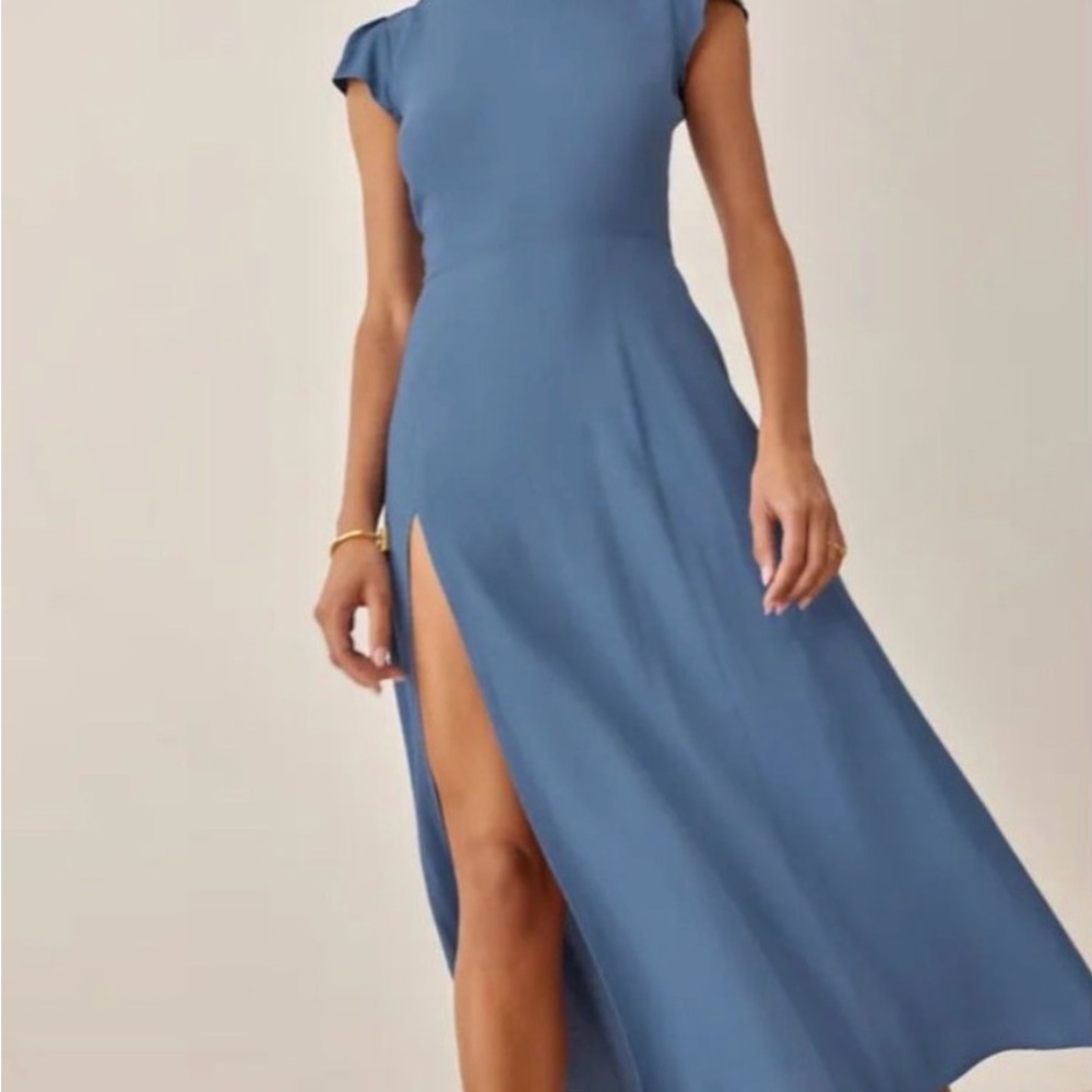 Reformation Gavin Dress in Morning Glory Blue - Picture 3 of 7